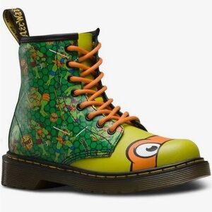 Dr. Martens Kids Boots with Green and Orange TMNT Design